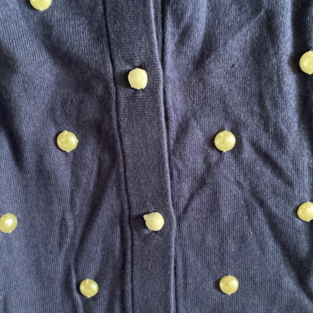 Kate Spade ♠️ Galvin Pearl Cardigan Winter Seaside French Navy Medium NWT - Picture 3 of 5